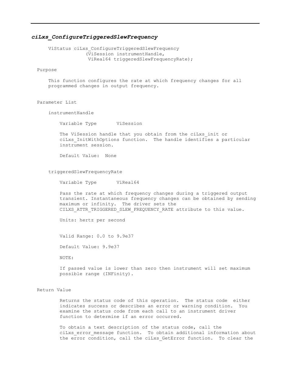 Cilxs_configuretriggeredslewfrequency | AMETEK Ls Series Driver Manual User Manual | Page 96 / 275