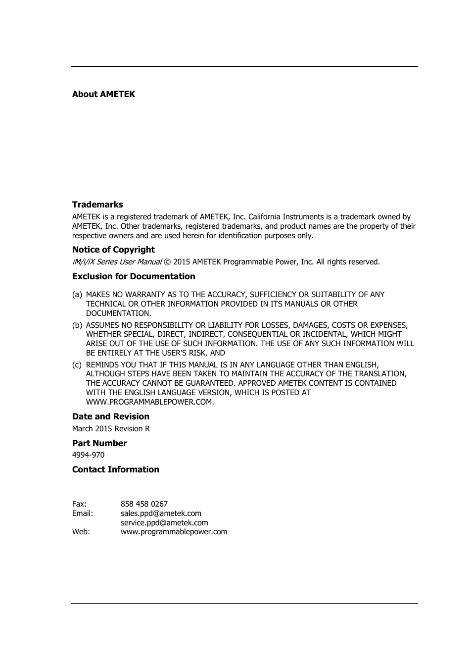 AMETEK i-iX Series II User Manual | Page 3 / 258