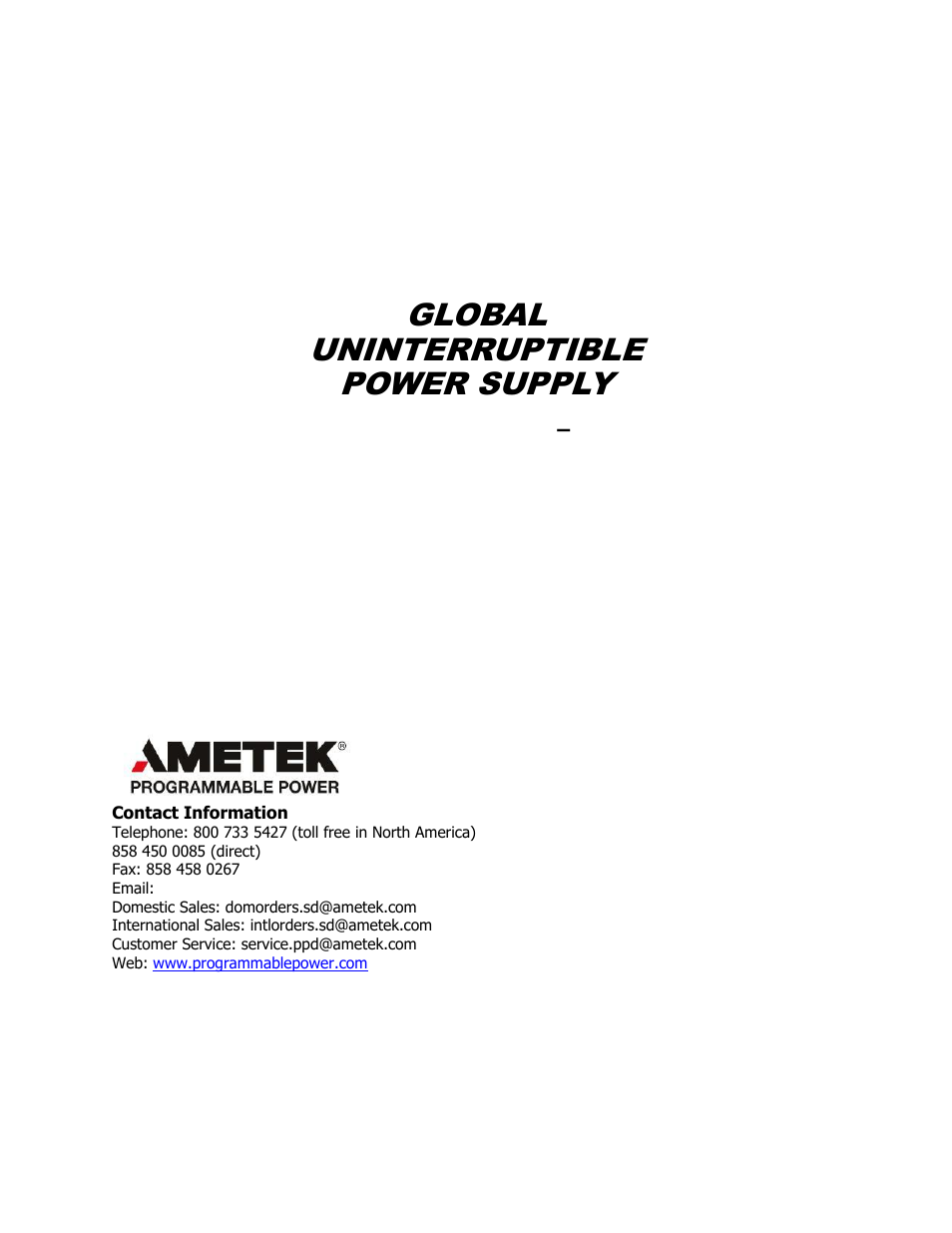 AMETEK GUPS 2400A-107 User Manual | 36 pages