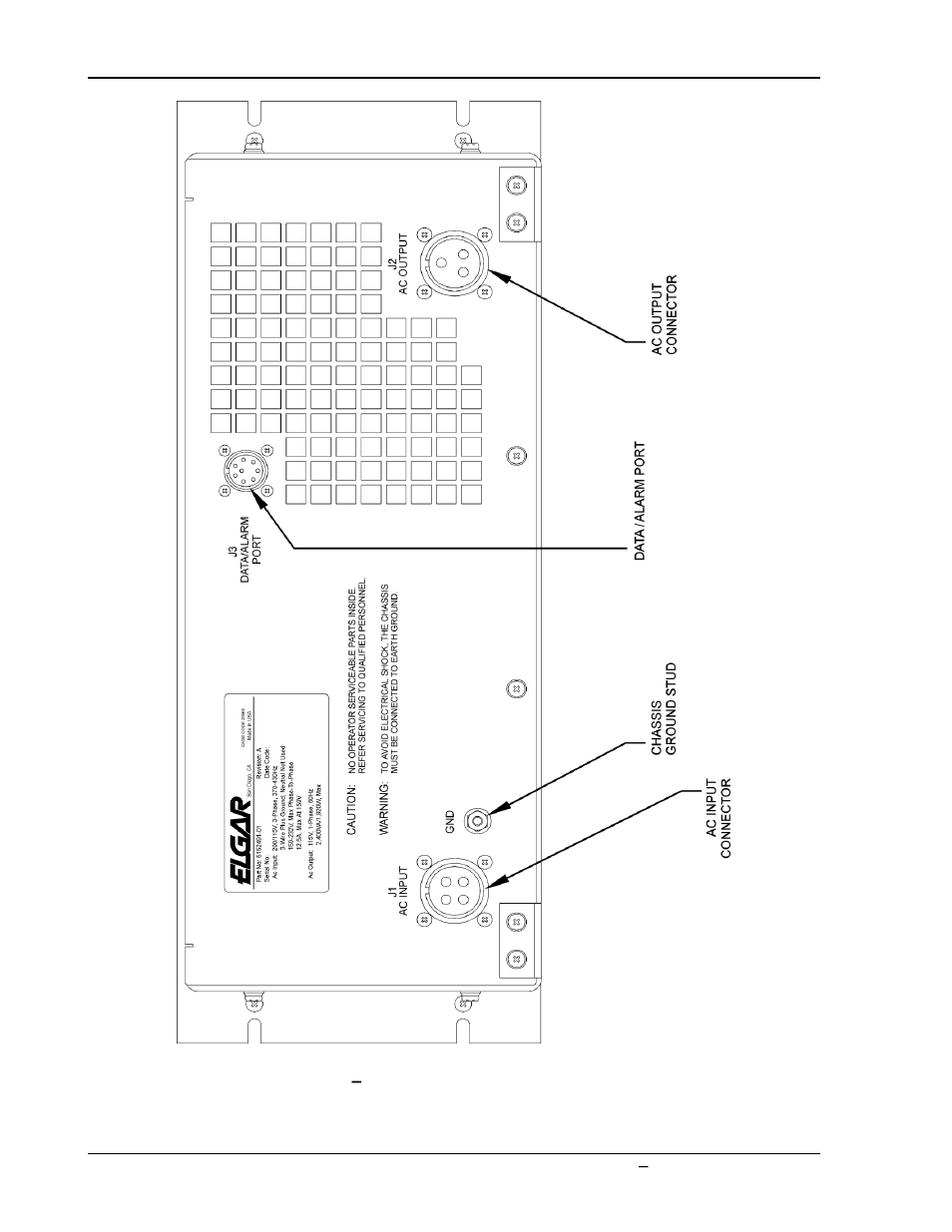 Figure 2, Gups 2400a-107 (rear view) -4 | AMETEK GUPS 2400A-107 User Manual | Page 14 / 36