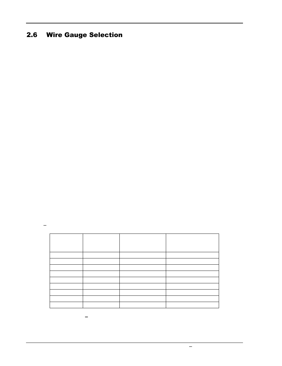 Wire gauge selection -6, Table 2, Recommended wire gauge selection guide -6 | 6 wire gauge selection | AMETEK GUPS 2400A-107 User Manual | Page 16 / 36