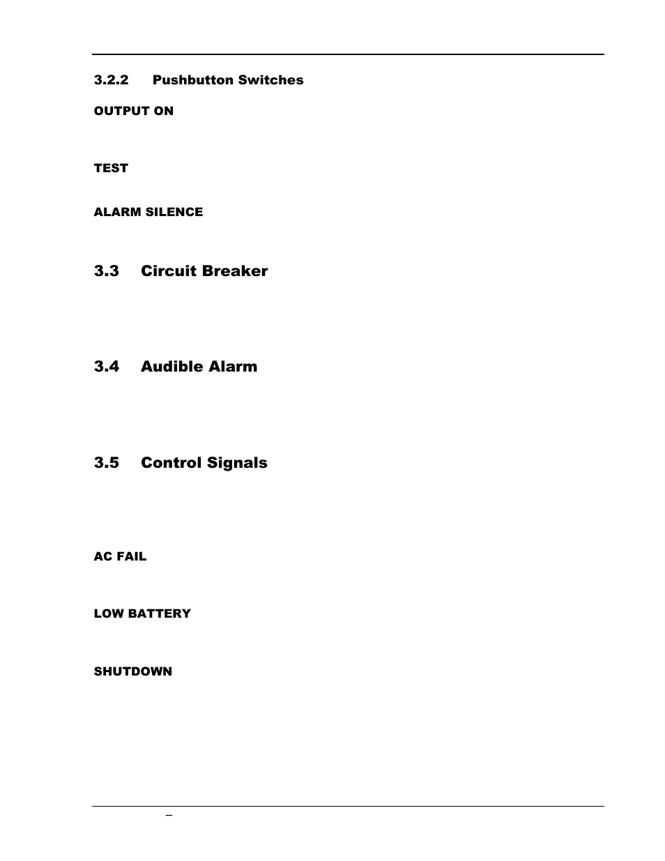 Pushbutton switches -3, Circuit breaker -3, Audible alarm -3 | Control signals -3 | AMETEK GUPS 2400A-107 User Manual | Page 21 / 36