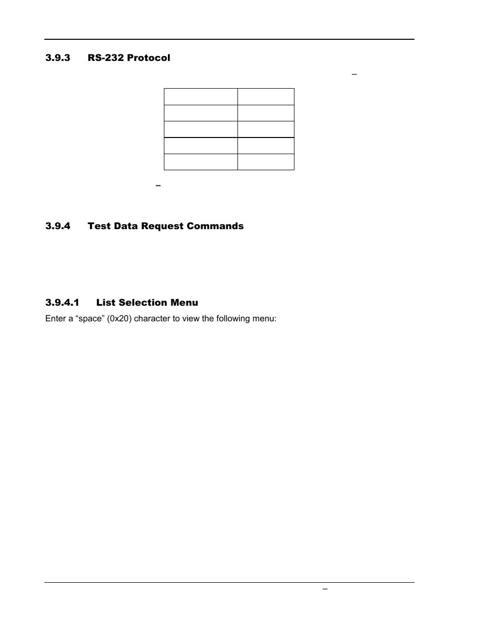 Rs-232 protocol -8, Test data request commands -8, Table 3 | Rs-232 communications port protocol -8 | AMETEK GUPS 2400A-107 User Manual | Page 26 / 36