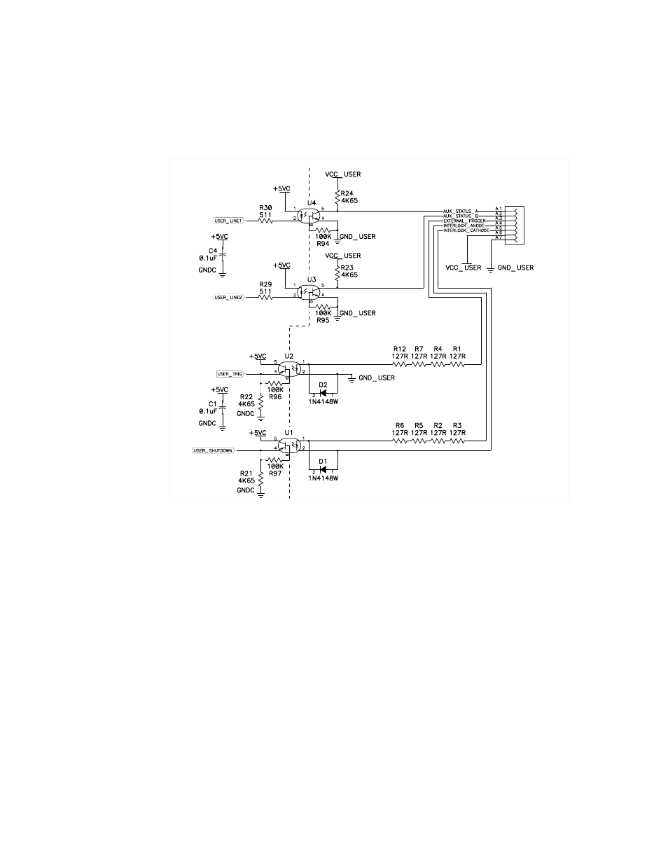 Figure 2.13 schematic for user line interface | AMETEK HPD Series GPIB-Multichannel User Manual | Page 46 / 134