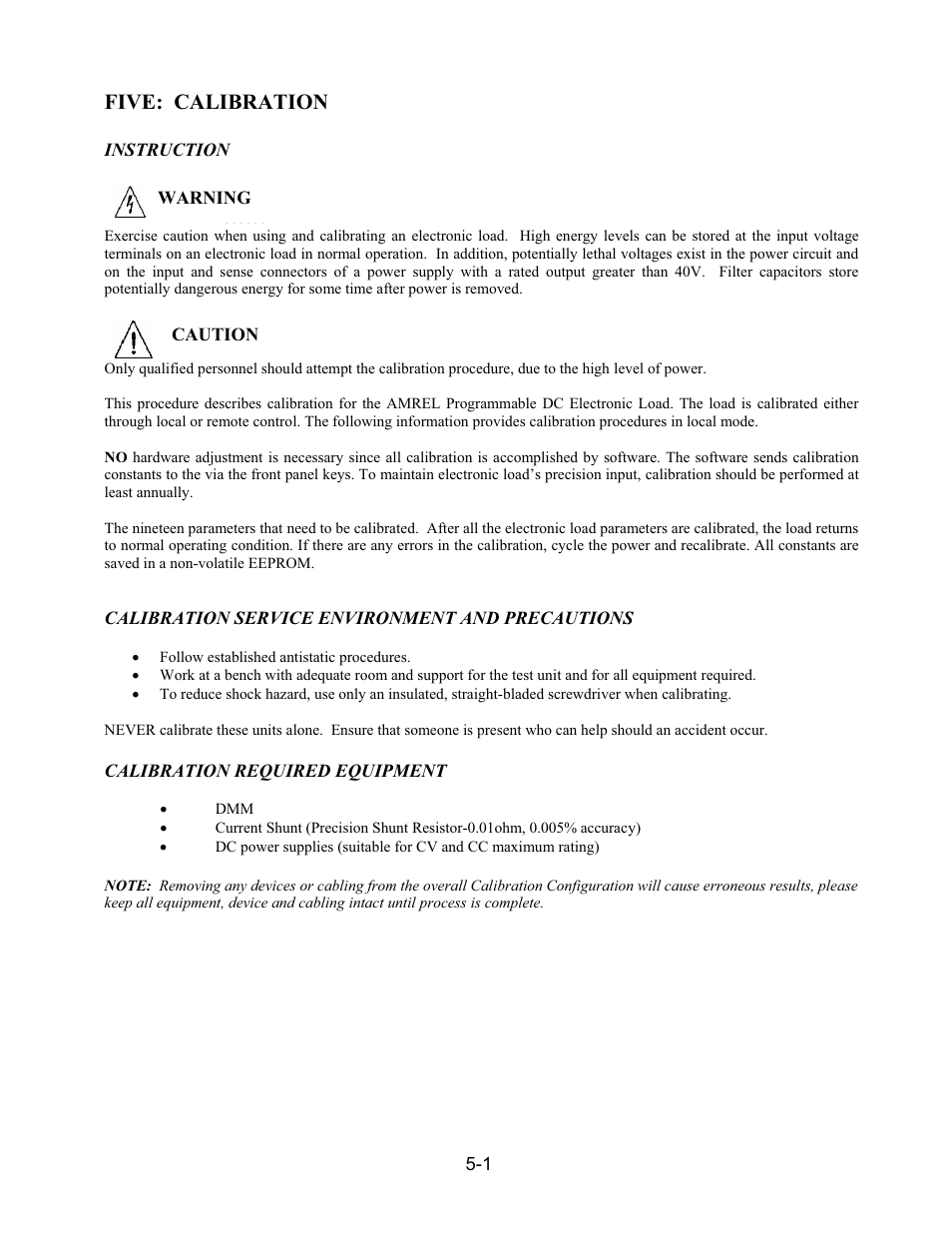 Five: calibration | AMETEK PLA-PLW User Manual | Page 101 / 128