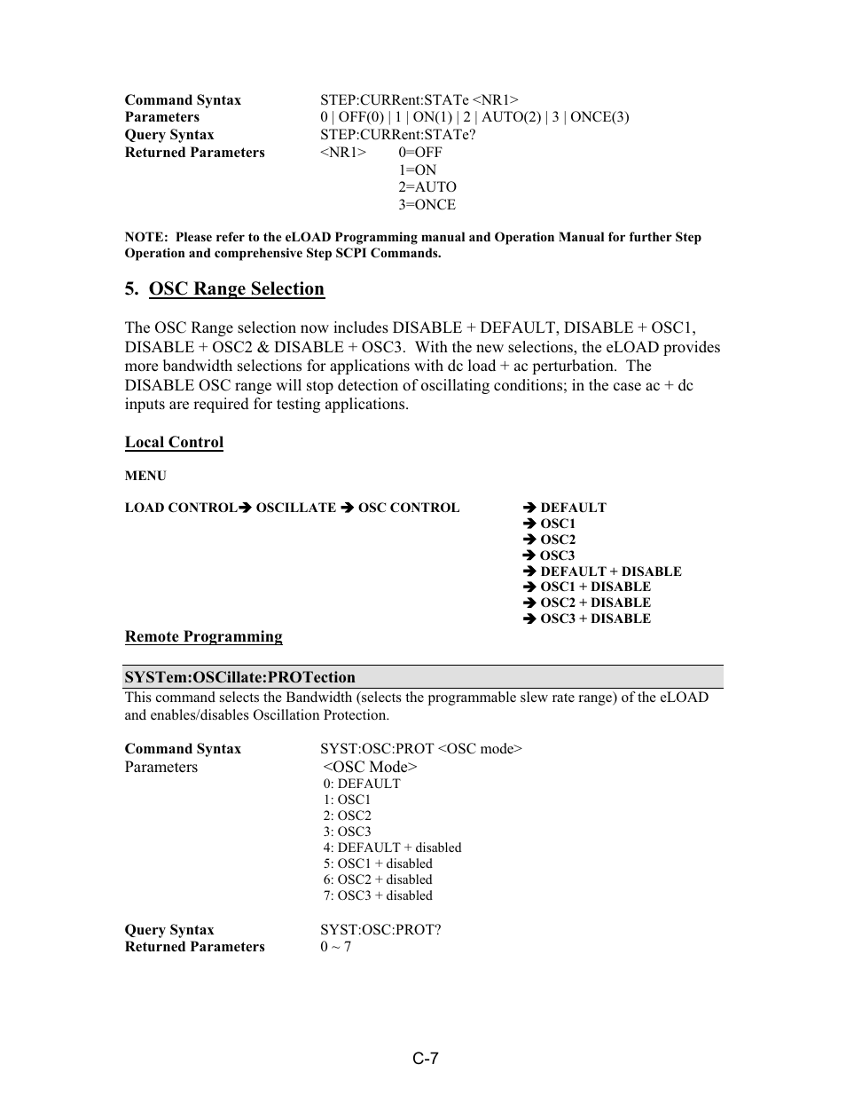 Osc range selection | AMETEK PLA-PLW User Manual | Page 127 / 128