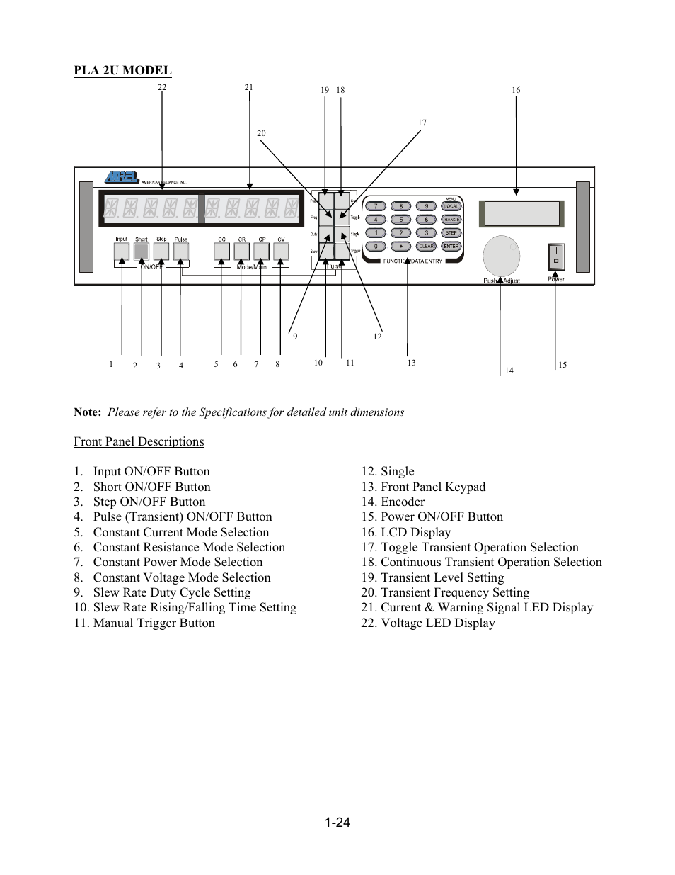 Pla 2u model | AMETEK PLA-PLW User Manual | Page 34 / 128