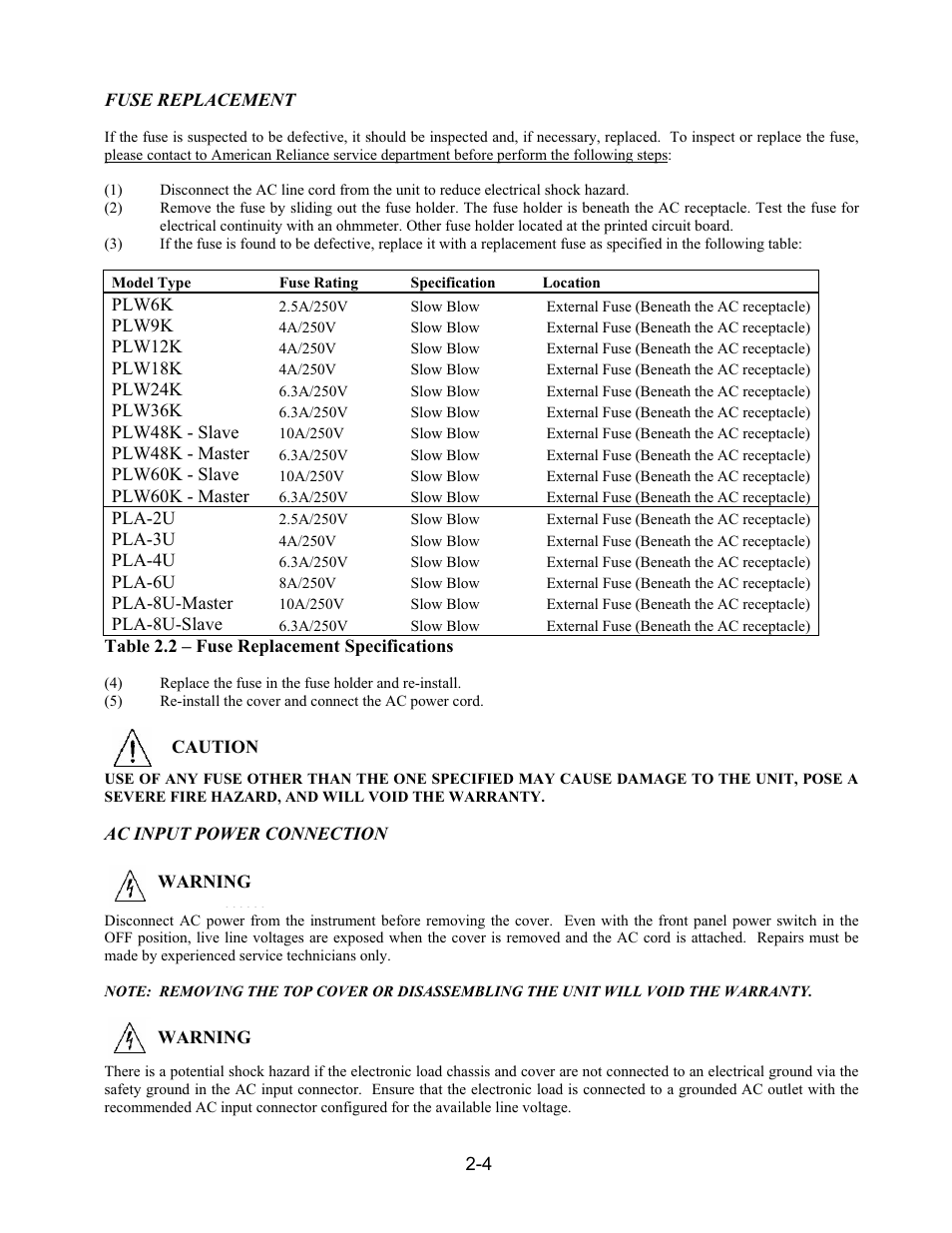 AMETEK PLA-PLW User Manual | Page 44 / 128