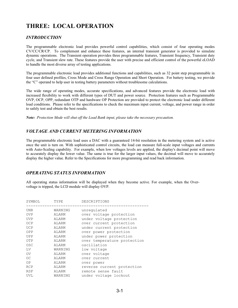 Three: local operation | AMETEK PLA-PLW User Manual | Page 55 / 128