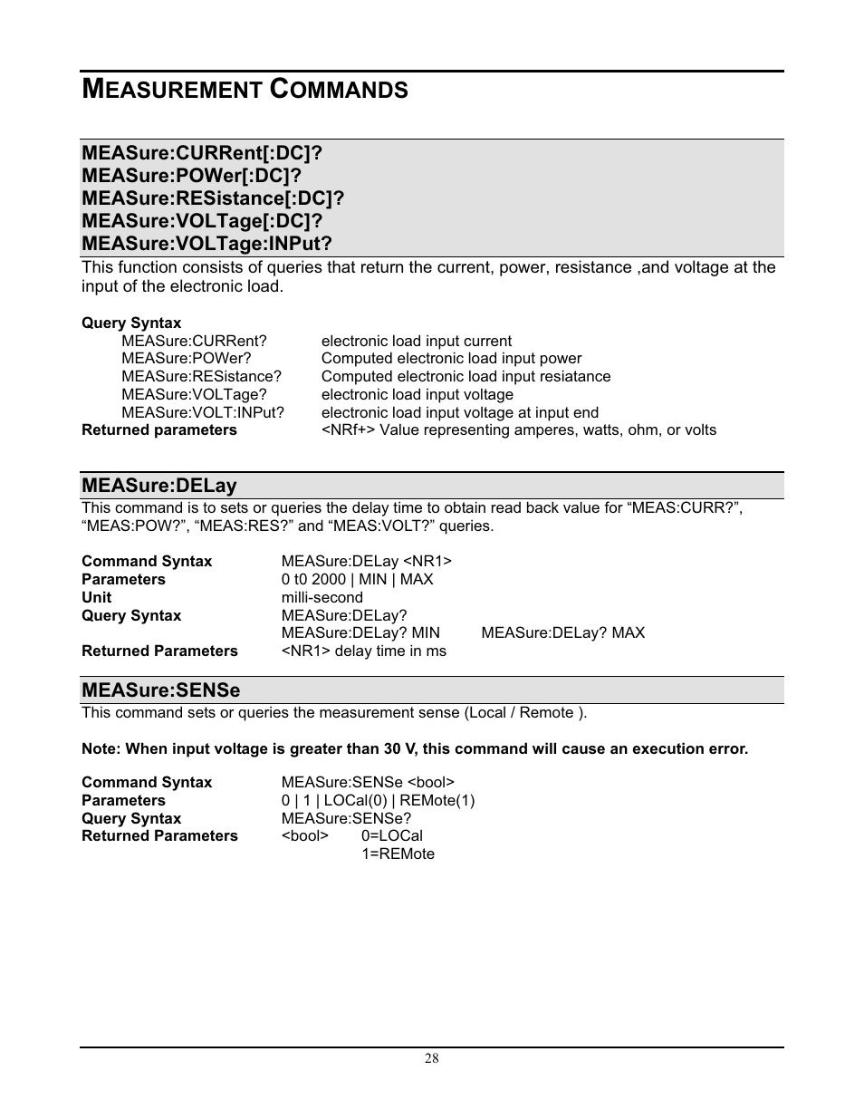 Easurement, Ommands | AMETEK PLA-PLW Programming Manual User Manual | Page 30 / 74