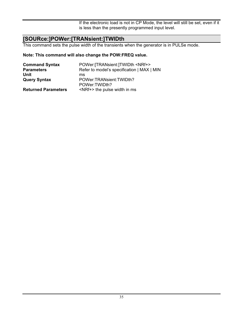 Source:]power:[transient:]twidth | AMETEK PLA-PLW Programming Manual User Manual | Page 37 / 74