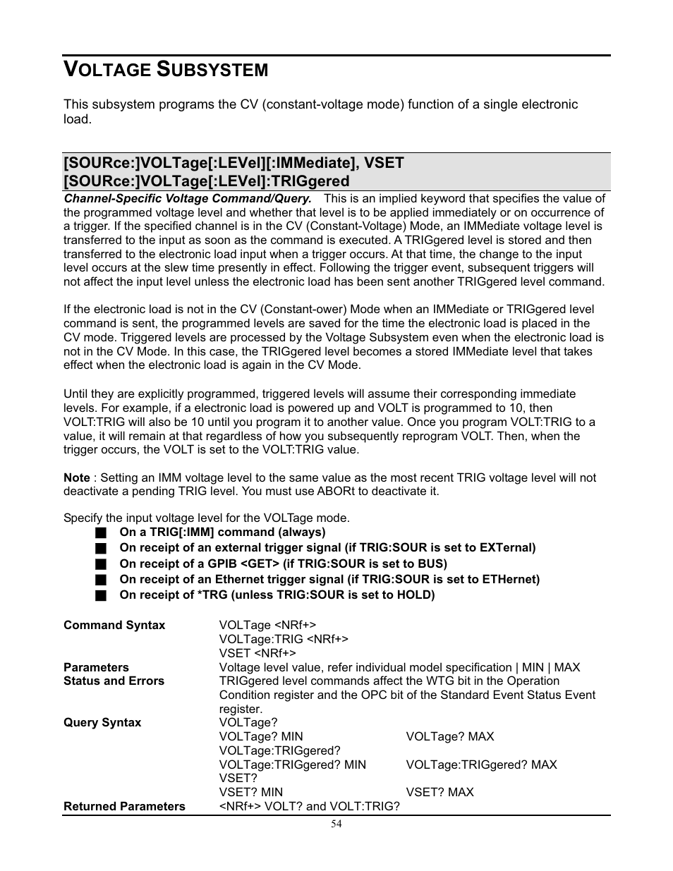 Oltage, Ubsystem | AMETEK PLA-PLW Programming Manual User Manual | Page 58 / 74