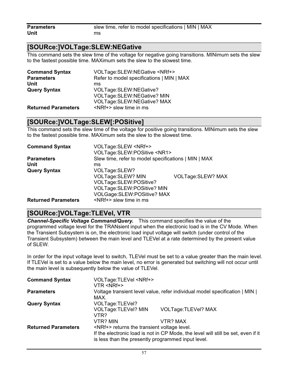 Source:]voltage:slew:negative, Source:]voltage:slew[:positive, Source:]voltage:tlevel, vtr | AMETEK PLA-PLW Programming Manual User Manual | Page 61 / 74