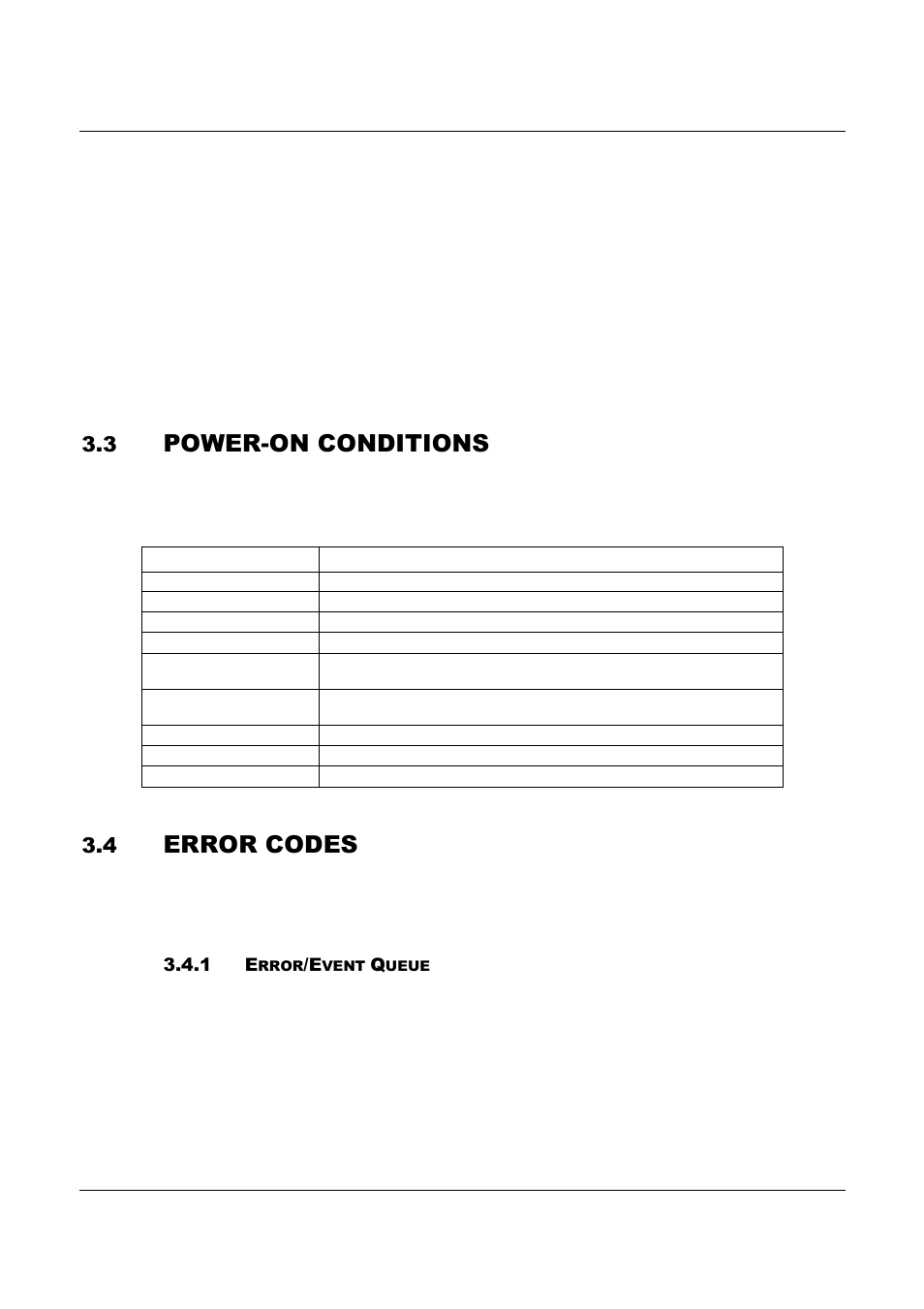 Power-on conditions, Error codes | AMETEK ReFlex Programming Manual User Manual | Page 58 / 134