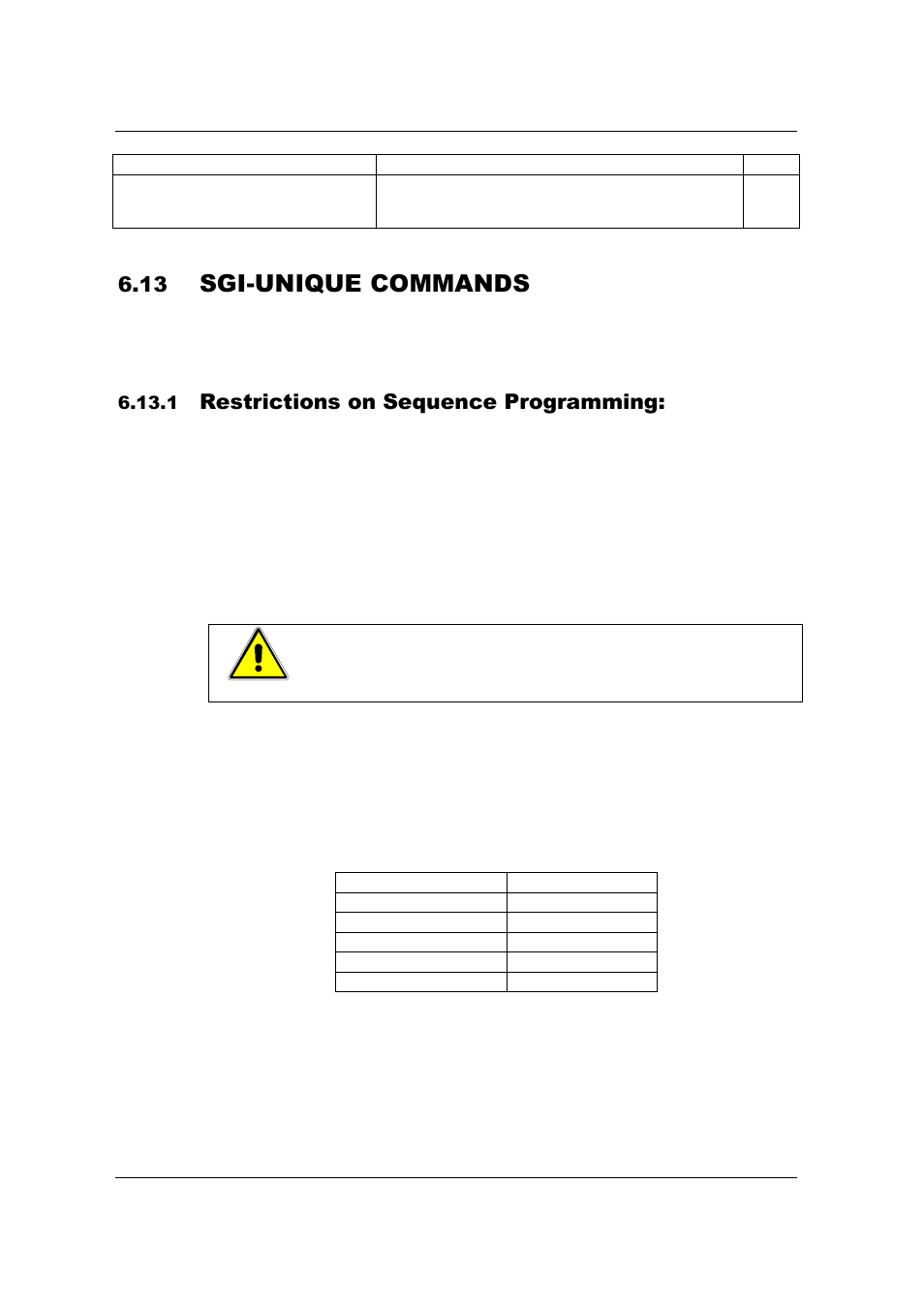 Sgi-unique commands, Restrictions on sequence programming | AMETEK SFA Series Ethernet Programming User Manual | Page 104 / 159