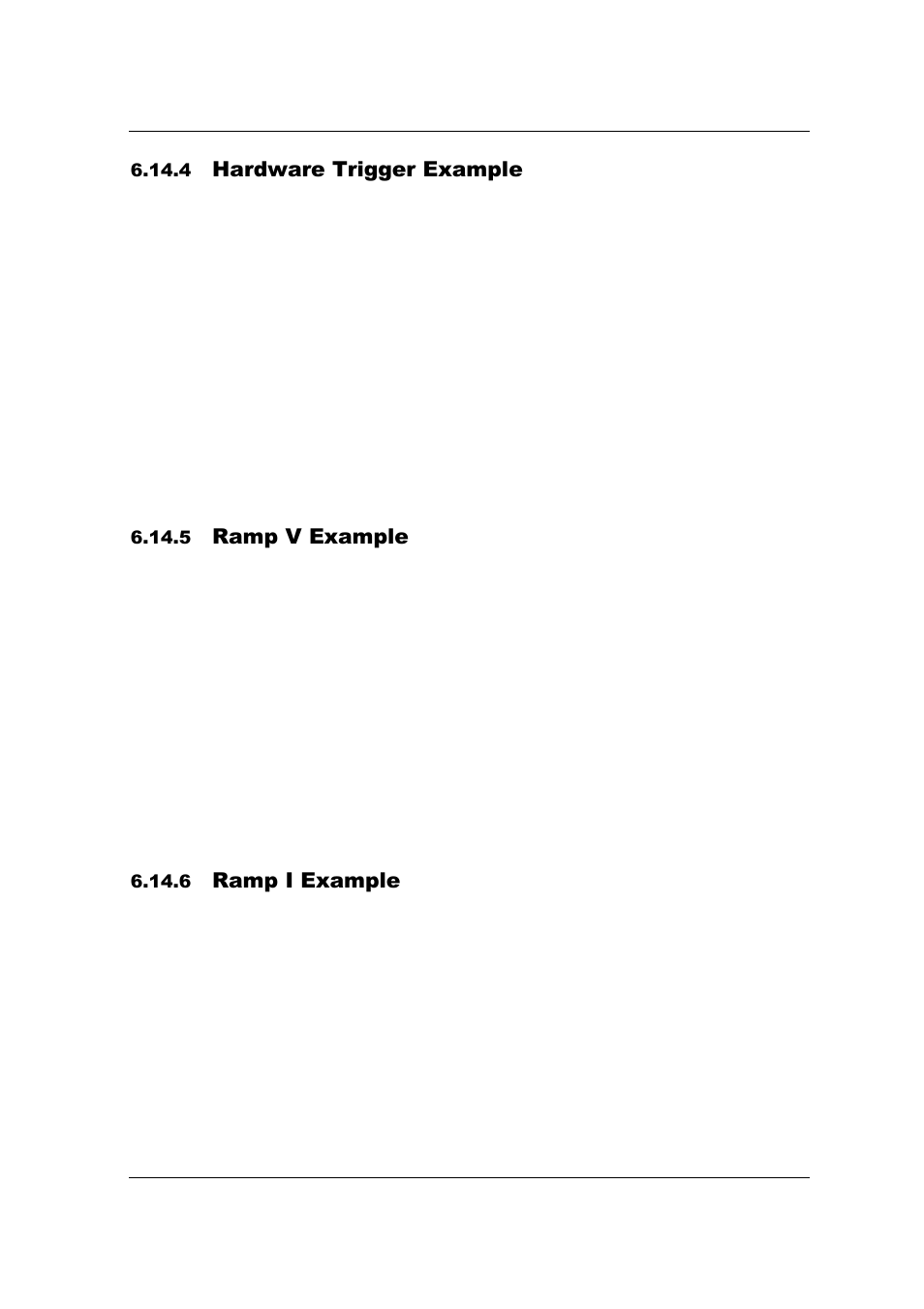 Hardware trigger example, Ramp v example, Ramp i example | AMETEK SFA Series Ethernet Programming User Manual | Page 117 / 159