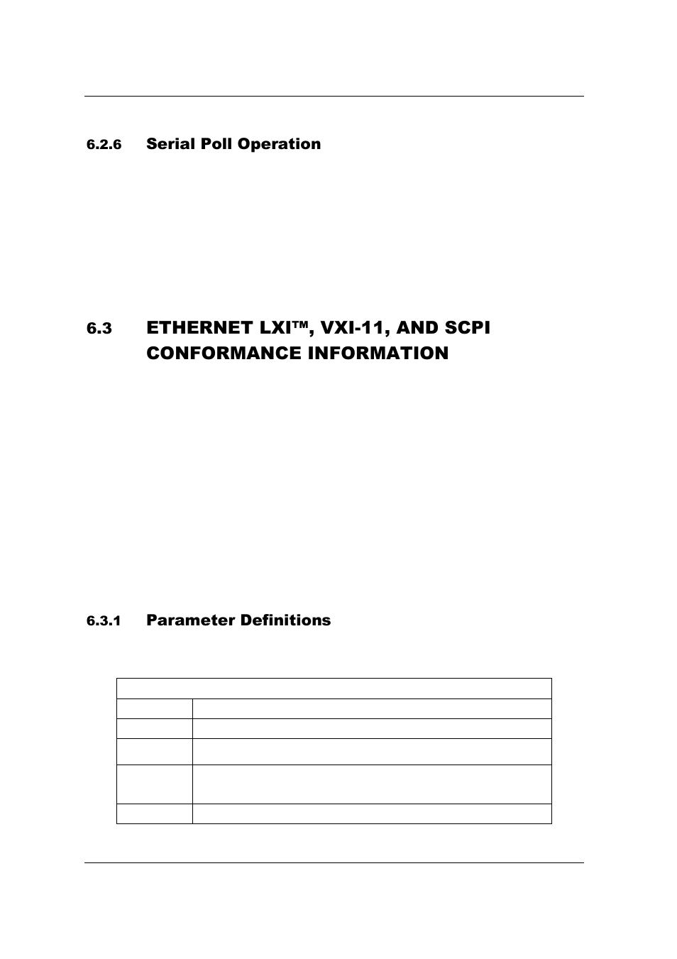 Serial poll operation, Parameter definitions | AMETEK SFA Series Ethernet Programming User Manual | Page 80 / 159