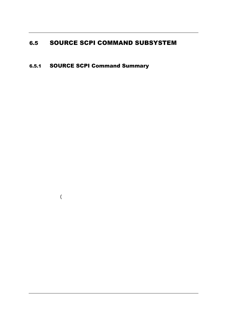 Source scpi command subsystem, Source scpi command summary | AMETEK SFA Series Ethernet Programming User Manual | Page 84 / 159