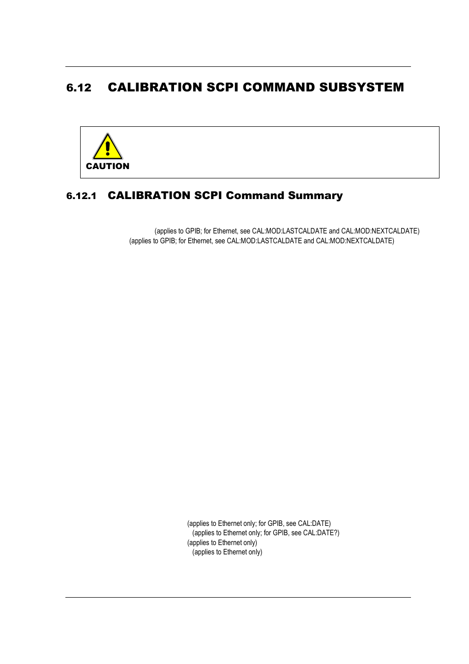 Calibration scpi command subsystem, Calibration scpi command summary | AMETEK SFA Series Ethernet Programming User Manual | Page 99 / 159