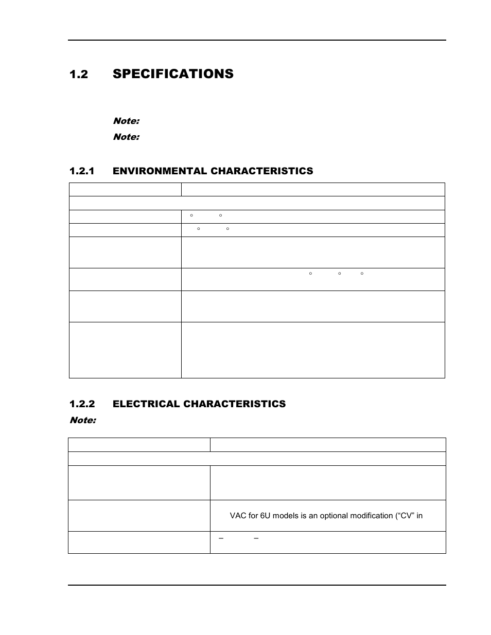 Specifications -3, Environmental characteristics -3, Electrical characteristics -3 | Specifications | AMETEK SGA Series User Manual | Page 15 / 97