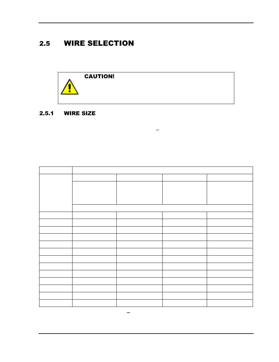 Wire selection -11, Wire size -11, Table 2 | Minimum wire size -11, Wire selection | AMETEK SGA Series User Manual | Page 31 / 97