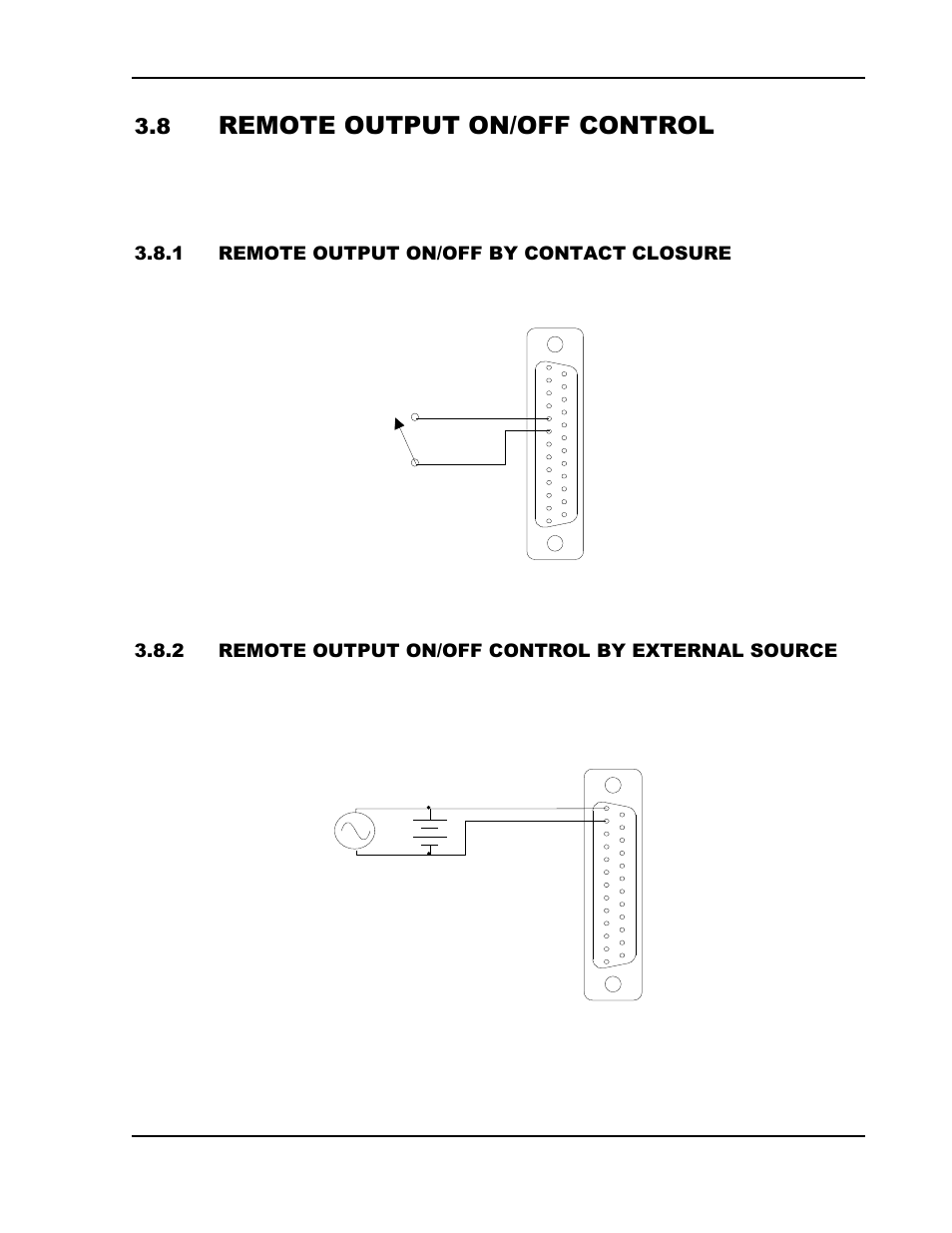 Remote output on/off control -23, Remote output on/off by contact closure -23, Remote output on/off control | AMETEK SGA Series User Manual | Page 73 / 97