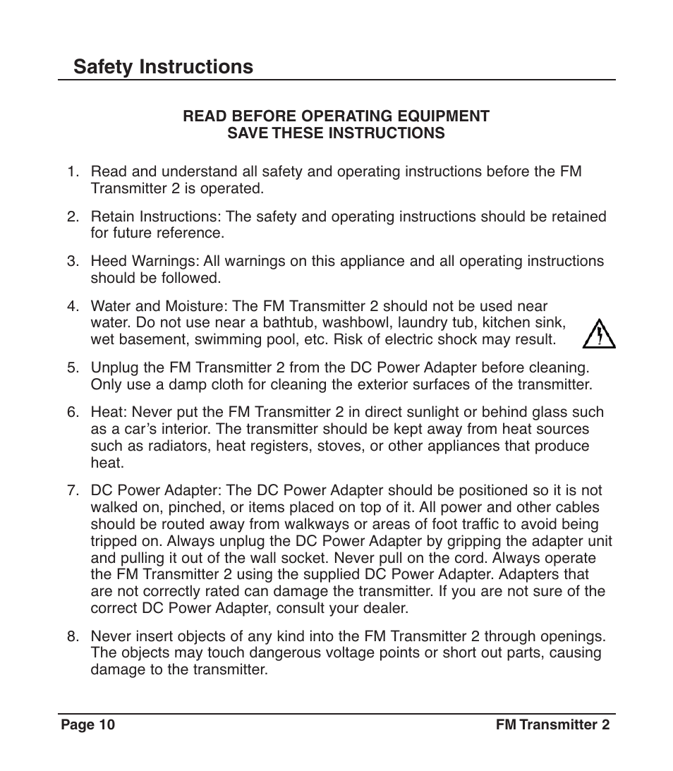 Safety instructions | C. Crane 024 S User Manual | Page 10 / 12