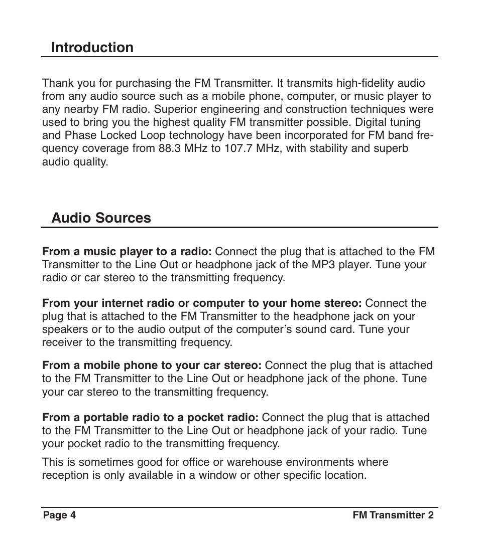 Introduction audio sources | C. Crane 024 S User Manual | Page 4 / 12