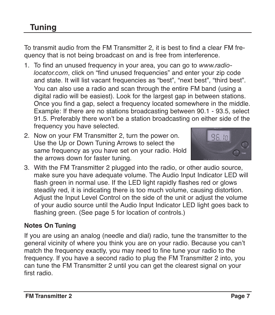 Tuning | C. Crane 024 S User Manual | Page 7 / 12