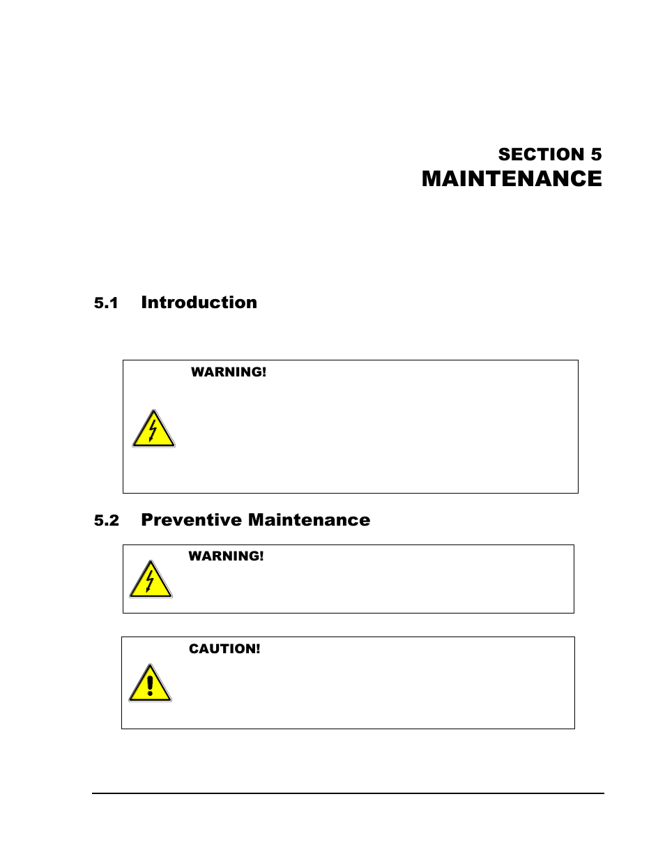 Section 5 maintenance -1, Introduction -1, Preventive maintenance -1 | Maintenance, Introduction, Preventive maintenance | AMETEK SGI Series User Manual | Page 121 / 128