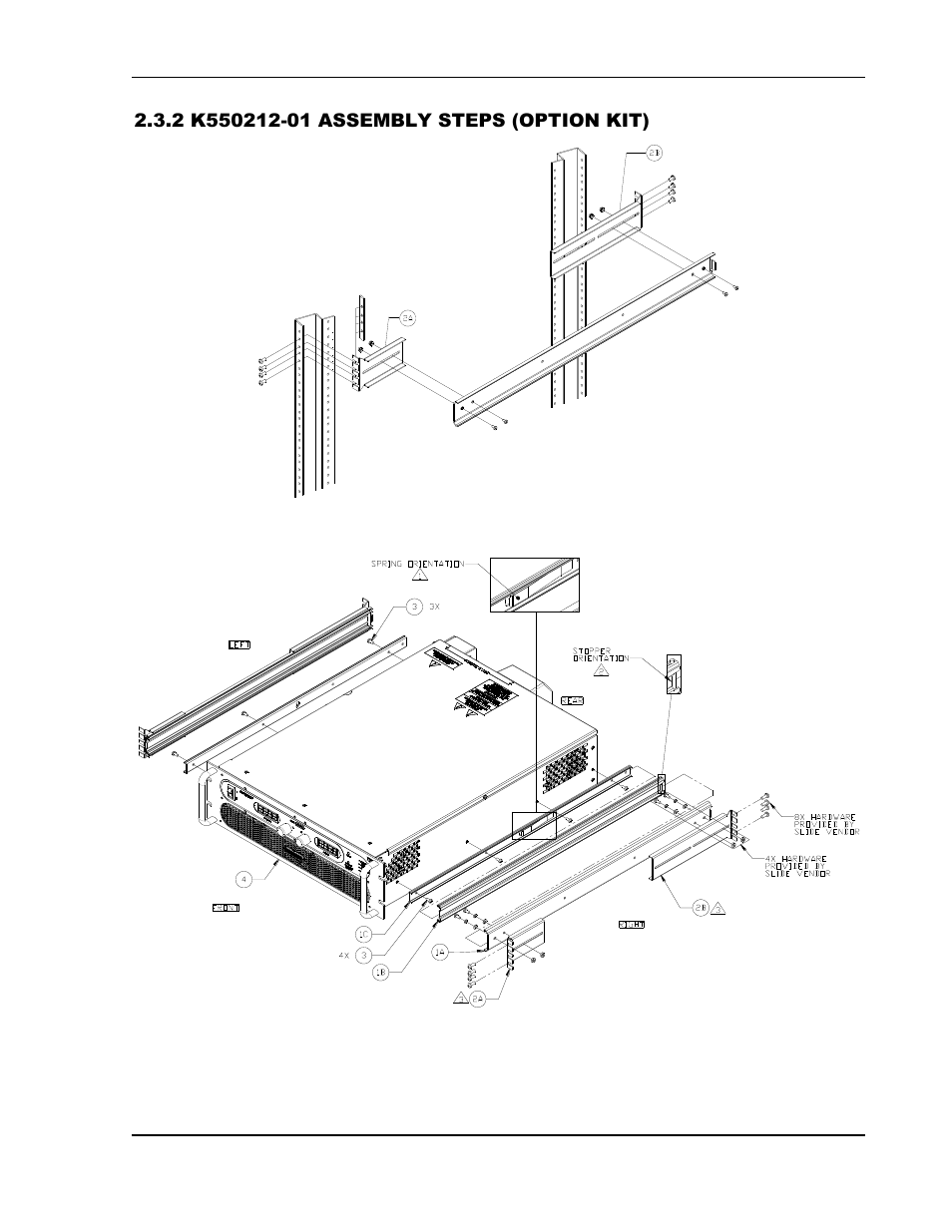 K550212-01 assembly steps (option kit) -4, Figure 2-1. rack mount assembly for 3u models -4 | AMETEK SGI Series User Manual | Page 26 / 128