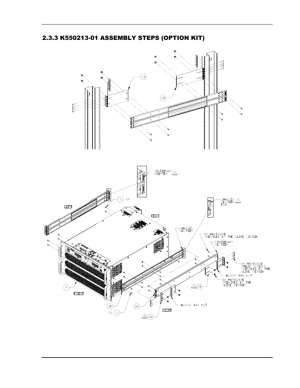 K550213-01 assembly steps (option kit) -6, Figure 2-2. rack mount assembly for 6u models -6 | AMETEK SGI Series User Manual | Page 28 / 128