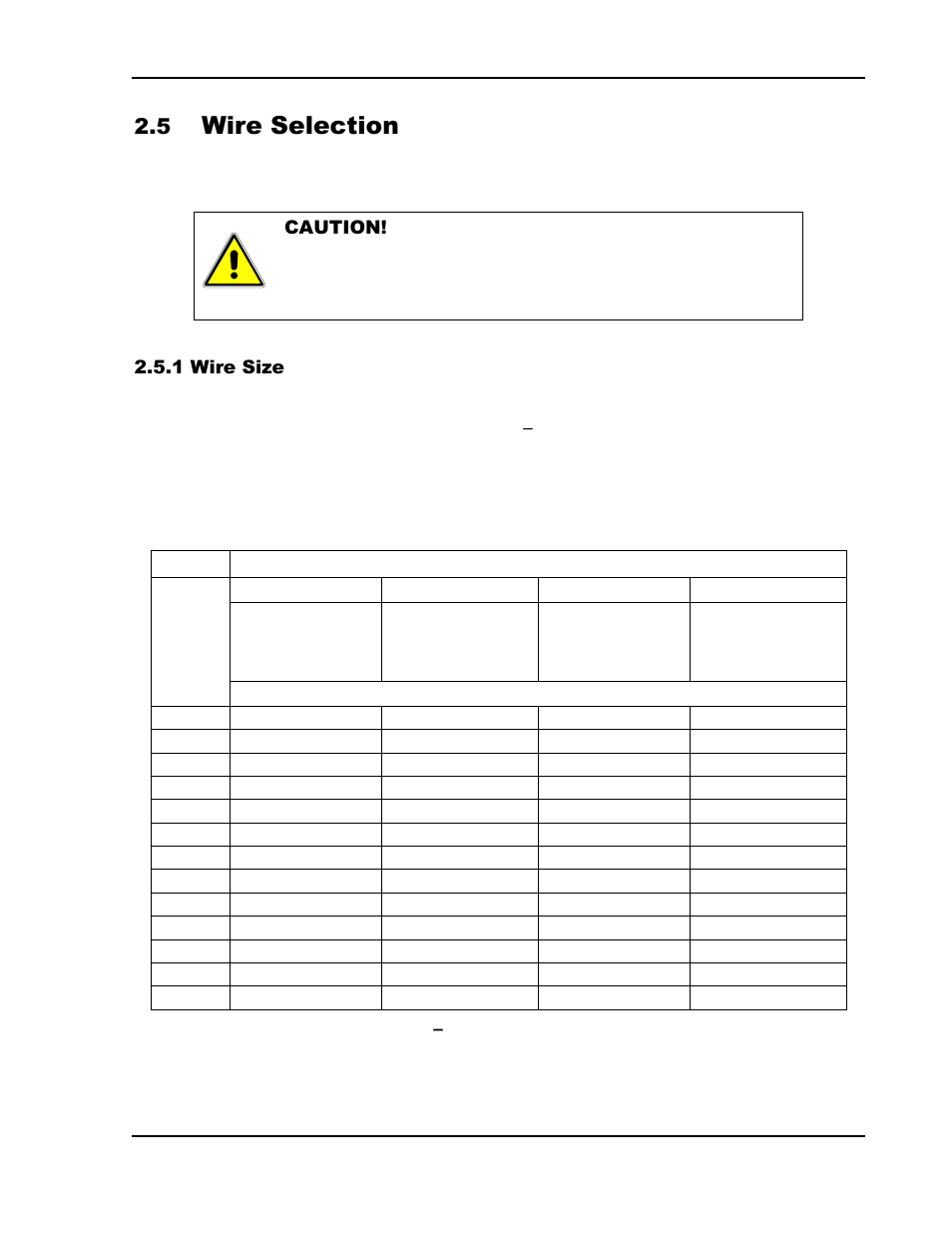 Wire selection -11, Wire size -11, Table 2 | Minimum wire size -11, Wire selection | AMETEK SGI Series User Manual | Page 33 / 128