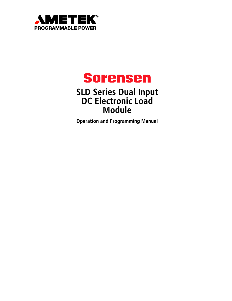 AMETEK SLD Series User Manual | 89 pages