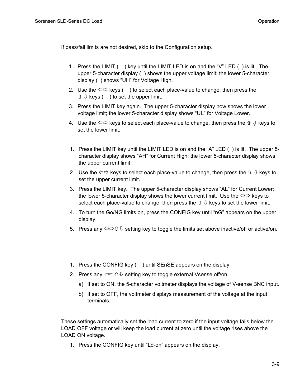 2 limits –pass/fail, go/no go, 3 configuration | AMETEK SLD Series User Manual | Page 37 / 89