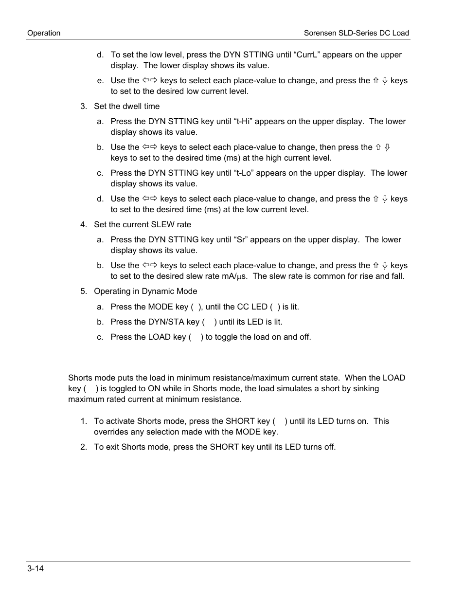 5 shorts mode | AMETEK SLD Series User Manual | Page 42 / 89