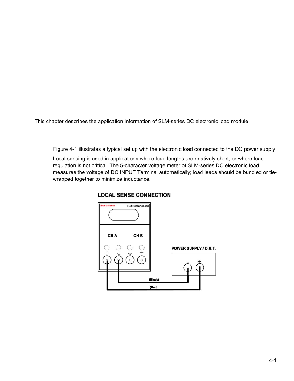 Section 4 applications, 1 local sense connections, Applications | Local sense connections | AMETEK SLD Series User Manual | Page 47 / 89