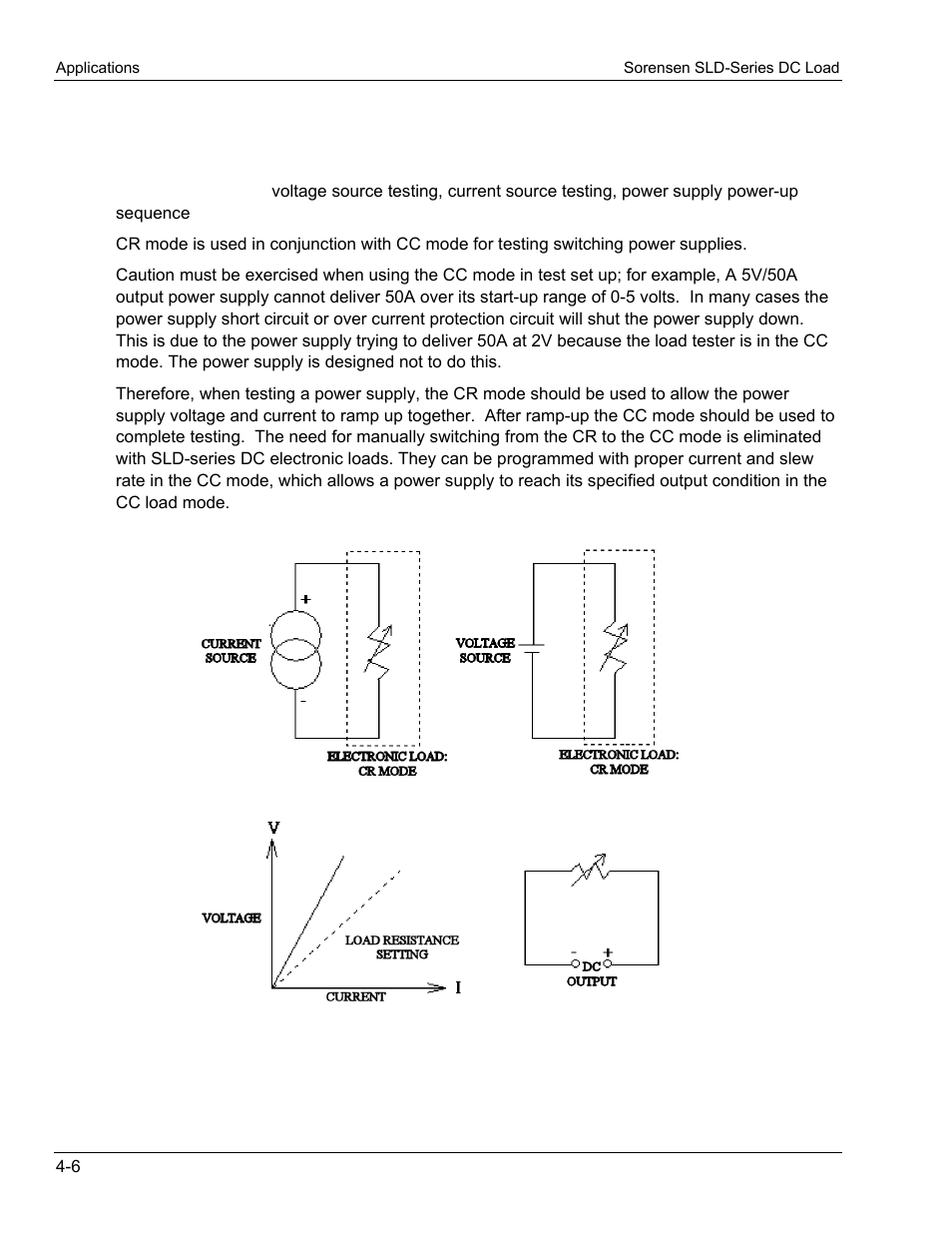 5 constant resistance (cr) mode application, Constant resistance (cr) mode application | AMETEK SLD Series User Manual | Page 52 / 89