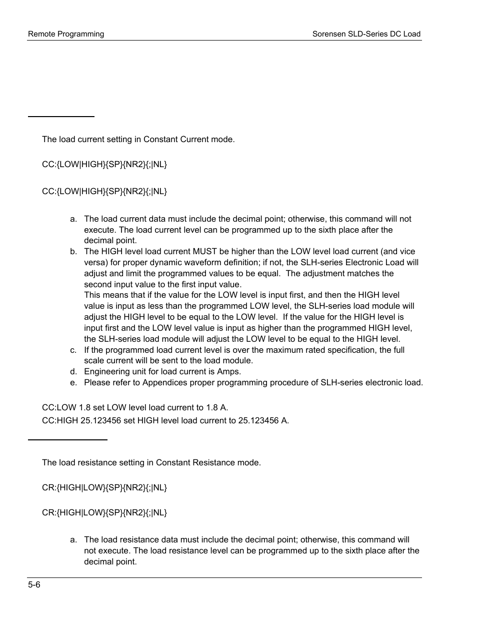 3 gpib/rs-232 command description, 1 setting commands, Gpib/rs-232 command description | AMETEK SLD Series User Manual | Page 60 / 89