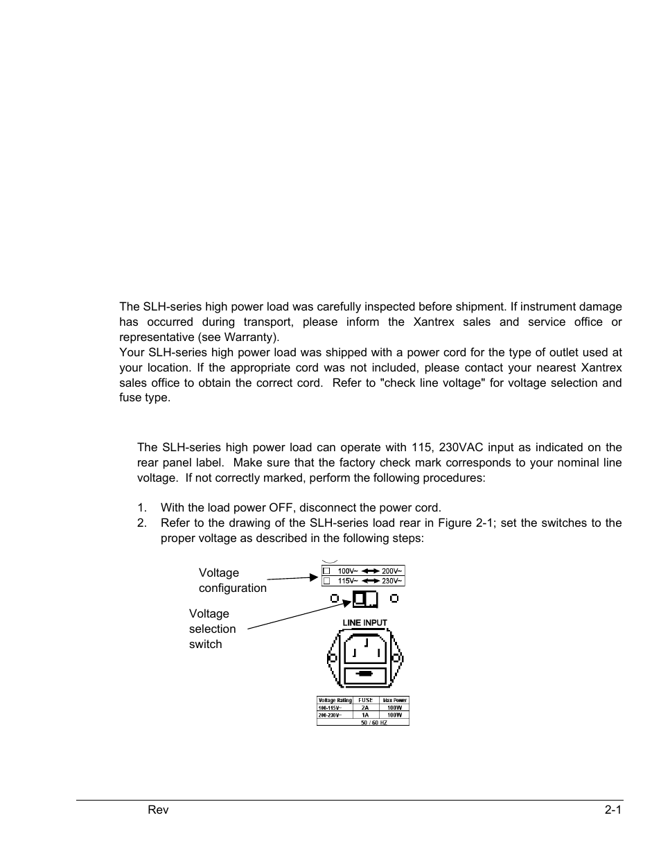 Section 2 installation and maintenance, 1 inspection, 1 check line voltage | Installation and maintenance, Inspection | AMETEK SLH Series RevC User Manual | Page 25 / 93