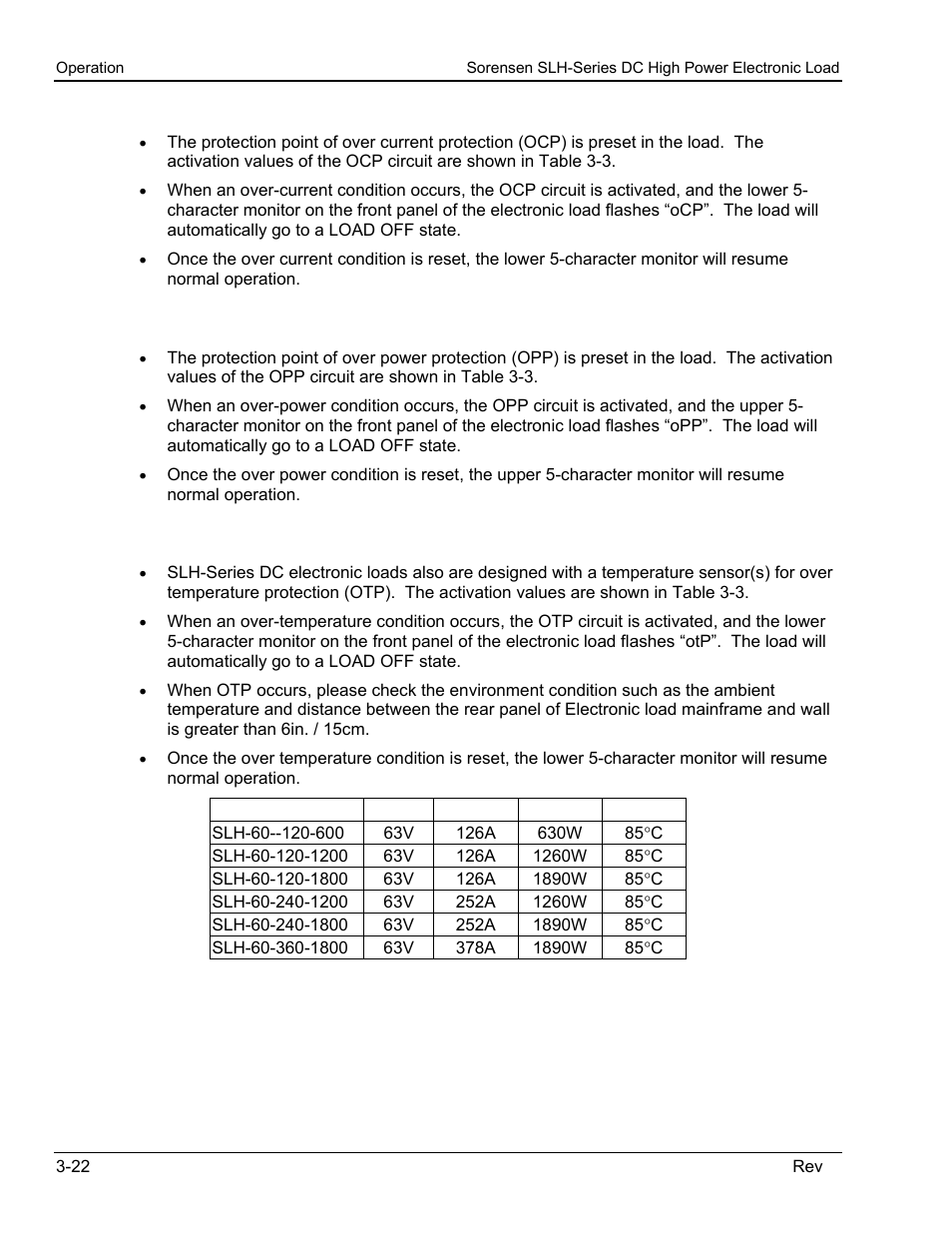 2 over current, 3 over power, 4 over temperature | AMETEK SLH Series RevC User Manual | Page 52 / 93