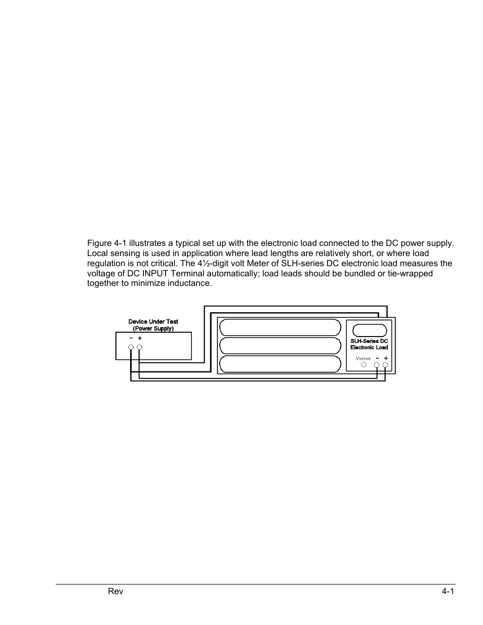 Section 4 connections and applications, 1 local sense connections, Connections and applications | Local sense connections | AMETEK SLH Series RevC User Manual | Page 55 / 93