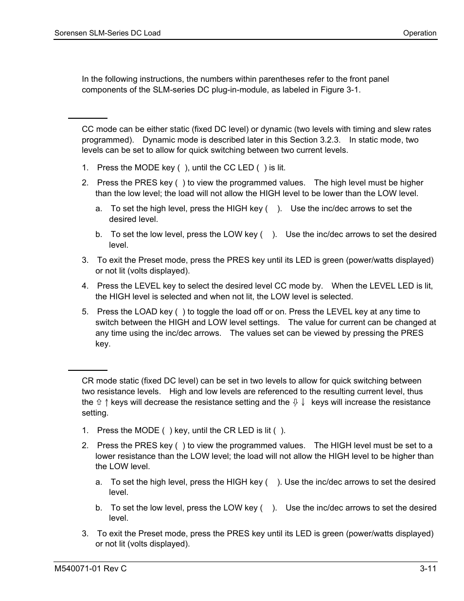 3 normal operating modes | AMETEK SLM Series RevC User Manual | Page 39 / 85