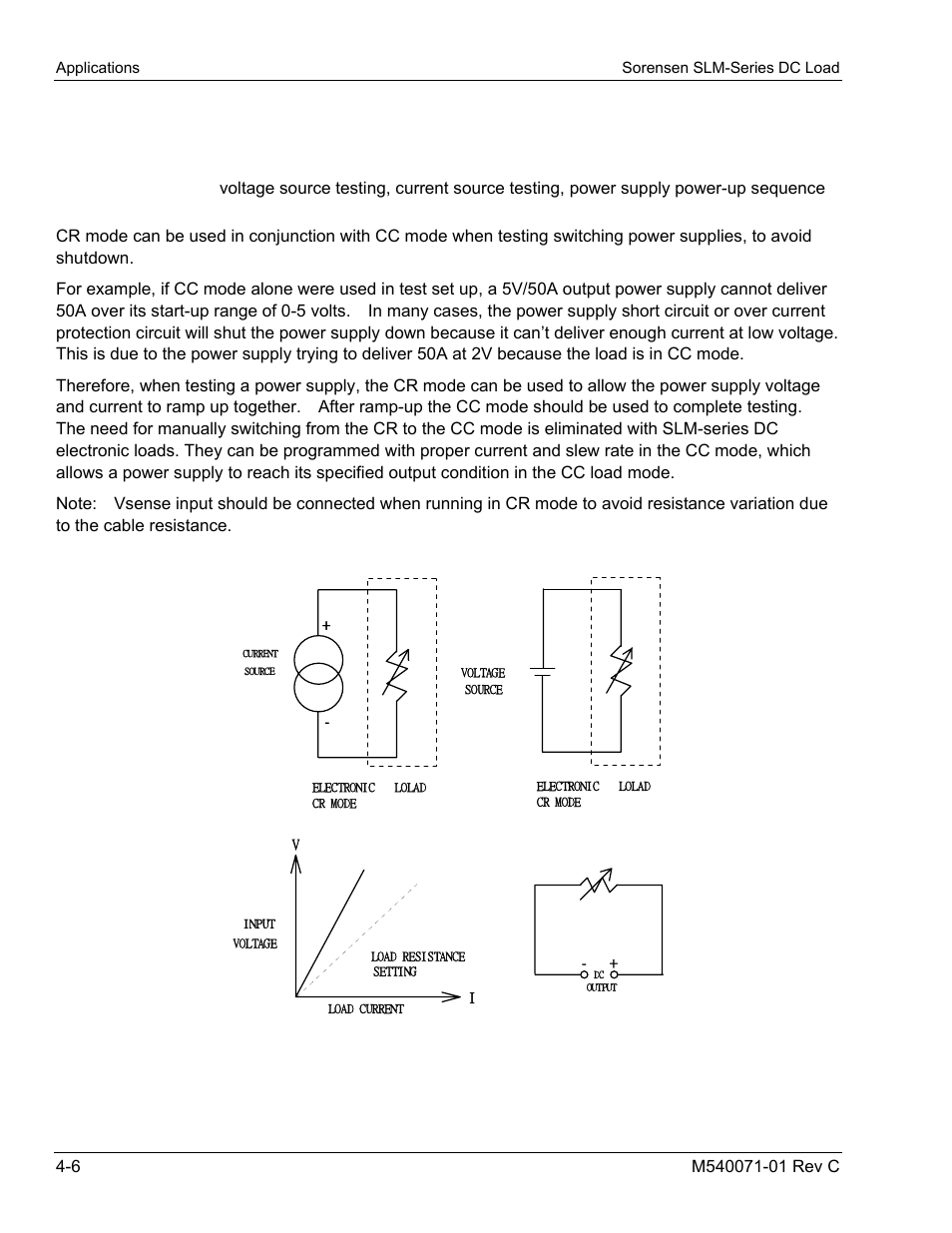 5 constant resistance (cr) mode application, Constant resistance (cr) mode application | AMETEK SLM Series RevC User Manual | Page 54 / 85