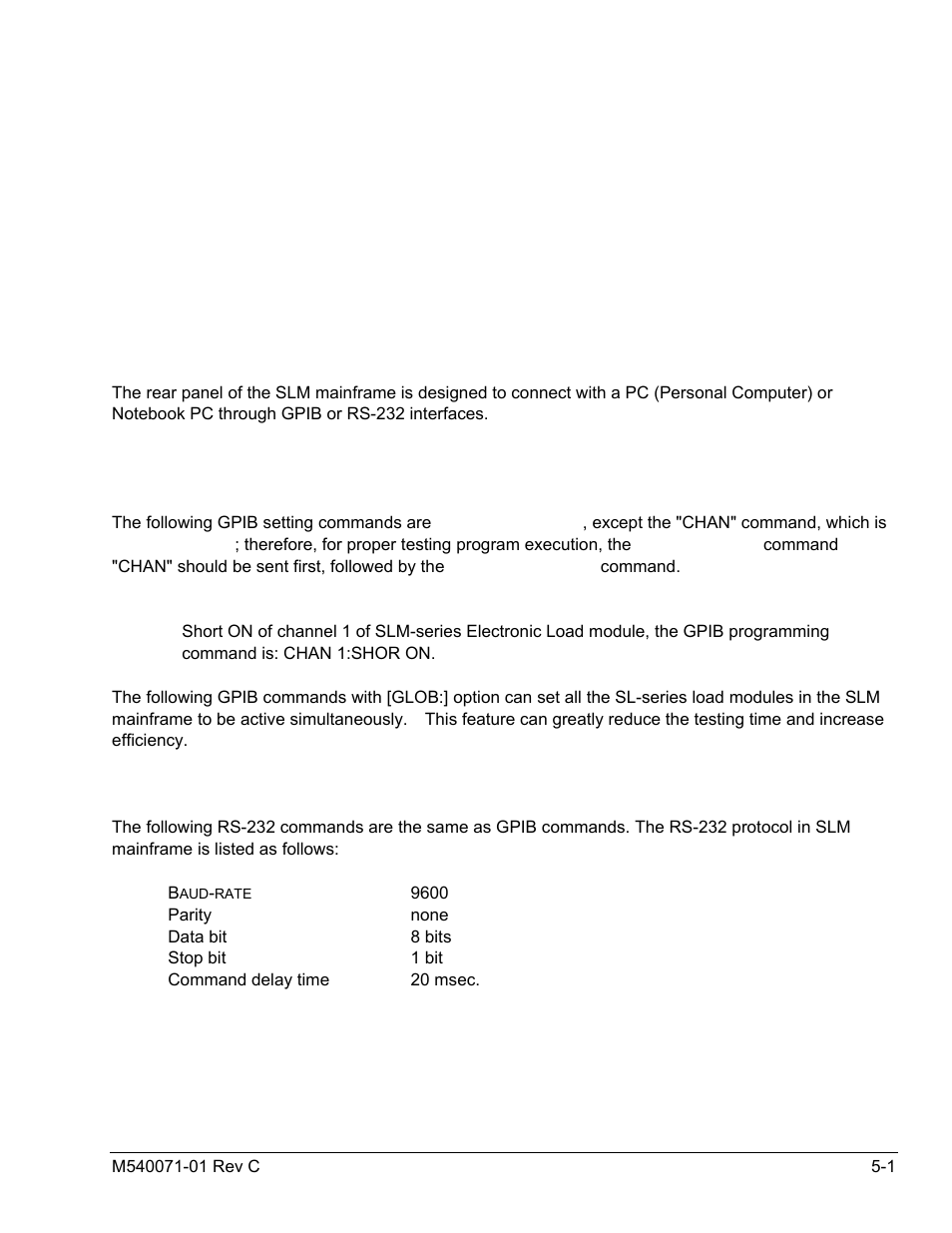 Section 5 remote programming, 1 gpib commands, 2 rs-232 interface and commands | Remote programming, Gpib commands, Rs-232 interface and commands | AMETEK SLM Series RevC User Manual | Page 57 / 85