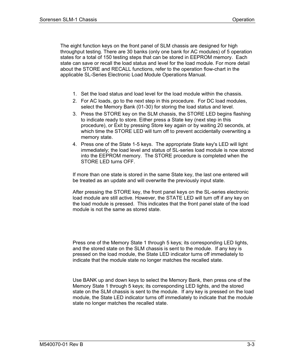Store / recall function | AMETEK SLM-1 User Manual | Page 23 / 77