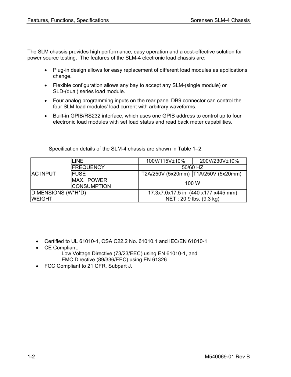 2 features and functions, 3 specifications, 4 regulatory compliance | AMETEK SLM-4 User Manual | Page 14 / 77