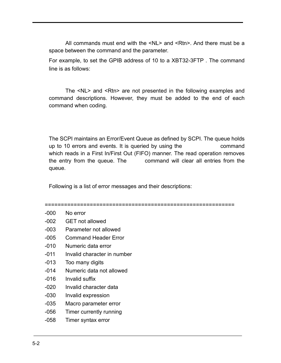 3 error message list, 3 error message list -2 | AMETEK XBT Series User Manual | Page 36 / 60