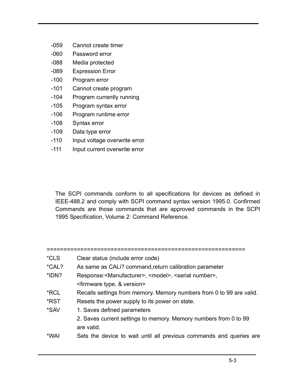4 scpi compatible information, Scpi common command, 4 scpi compatible information -3 | Scpi common command -3 | AMETEK XBT Series User Manual | Page 37 / 60