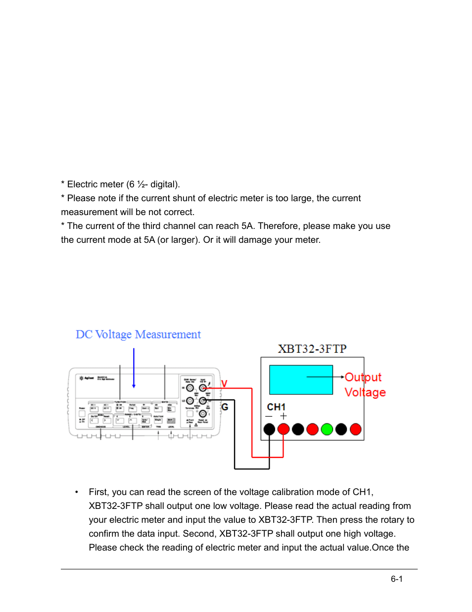 Calibration procedure, 1 requirement of calibration instrument, Calibration procedure -1 | 1 requirement of calibration instrument -1, How to enter calibration mode of ch1 : press the, Rotary & numerical key “1” simultaneously -1 | AMETEK XBT Series User Manual | Page 55 / 60